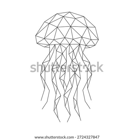 Polygonal line art of jellyfish vector