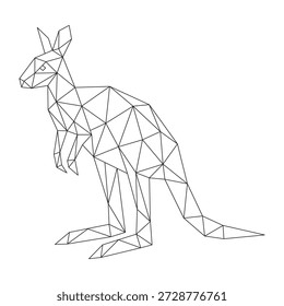 Polygonal line art of kangaroo vector