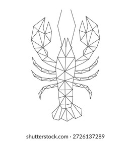 polygonal line art of lobster vector