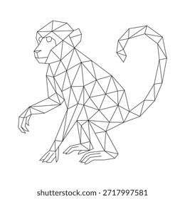 Arte de línea poligonal de Vector de mono