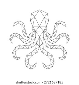 Polygonal line art of octopus vector