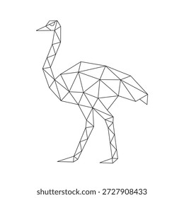 Arte de línea poligonal de Vector de avestruz