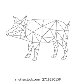 Polygonal line art of pig vector