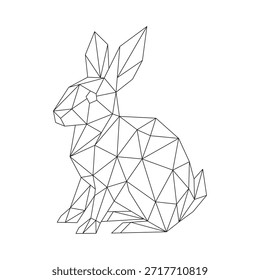Arte de línea poligonal de Vector de conejo
