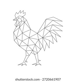 Polygonal line art of rooster vector