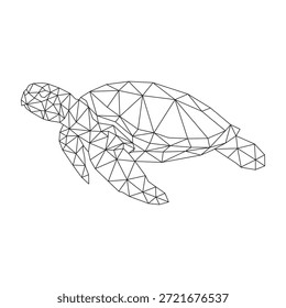 Arte de línea poligonal del Vector de la tortuga marina