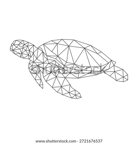 Polygonal line art of sea turtle vector