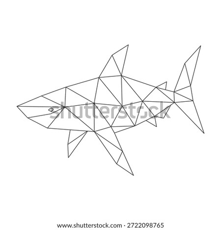 Polygonal line art of shark vector