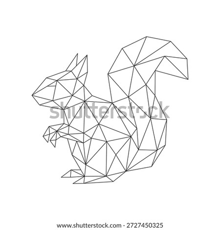 Polygonal line art of squirrel vector