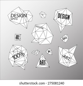 Polygonal line hipster labels set