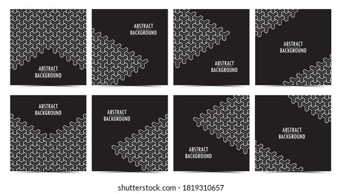 Vector de conjunto de fondo monocromo de línea poligonal
