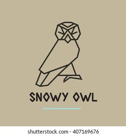 Polygonal linear icon design of snowy owl.