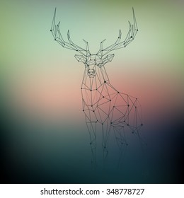 Polygonal linear illustration. Abstract vector Deer. 
You can use it for poster, card, invitation, wallpaper.