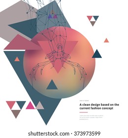 Polygonal lines illustration. Abstract vector Deer on the white background with geometrical shapes