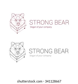 Polygonal lines vector sample of logo with bear's head on the white background