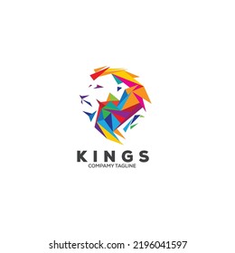 polygonal lion head colorful vector logo template