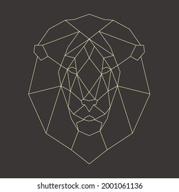 Polygonal lion head. Linear lion. Low poly animal. Polygonal logo.		
