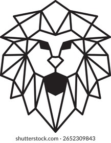 Polygonal Lion Head Vector, Geometric Animal Design