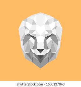 POLYGONAL LION VECTOR LOGO WITH YELLOW BACKGROUND