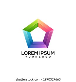 Polygonal Logo Illustration Colorful Gradient Vector Design