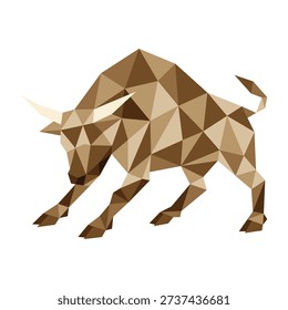 polygonal low poly bison is goring vector