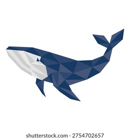 polygonal low poly blue whale cartoon vector