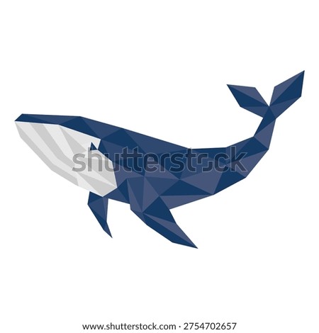 polygonal low poly blue whale cartoon vector