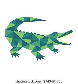 polygonal low poly crocodile vector