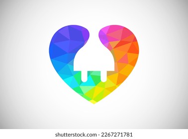 Polygonal low poly electricity logo template lighting bolt sign symbol