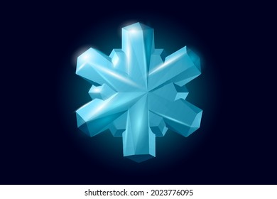 Copo de nieve festivo poligonal bajo. Fondo de tarjeta de saludo de triángulo geométrico 3D aislado. Ice cristal de nieve brillante plantilla Navidad Año Nuevo ilustración vectorial arte