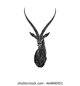 Polygonal low poly illustration head of a gazelle, geometrical triangles