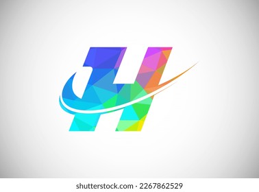 Polygonal low poly letter H with a swoosh logo. Modern vector logotype for business and company identity.