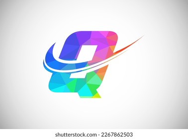 Letra poligonal de polos bajos Q con un logo de ciénaga. Logotipo vectorial moderno para identidad empresarial y de empresa.
