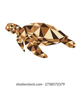 polygonal low poly sea turtle vector