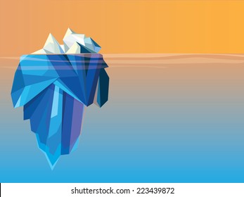 polygonal low poly style iceberg glacier landscape vector illustration-colorful horizontal view