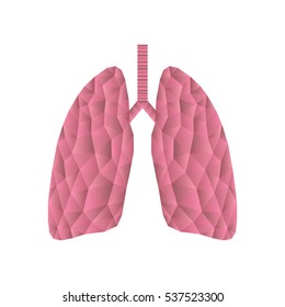 Polygonal  lungs isolated on white. Abstract low poly triangle concept. Human internal organ. Medical vector icon.