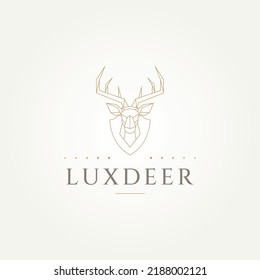 polygonal luxurious deer head line art icon logo template vector illustration design. premium geometric polygonal triangle of deer antler head face logo concept
