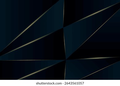 Polygonal luxury background with black and gold elements forming sleek angular tracery