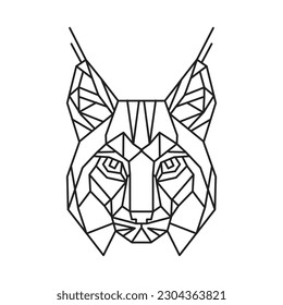 Polygonal Lynx. Geometric line animal. Vector illustration.