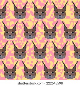 Polygonal lynx seamless pattern background