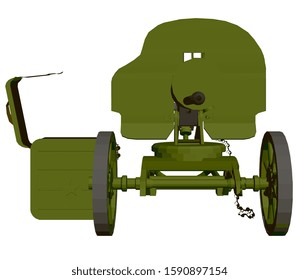 Polygonal machine gun Maxim. Machine gun isolated on a white background. Front view. 3D. Vector illustration