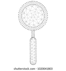 Polygonal magnifying glass(magnifier), isolated on white. Business concept. Low poly design. Thin line wireframe concept. Polygon style illustration.