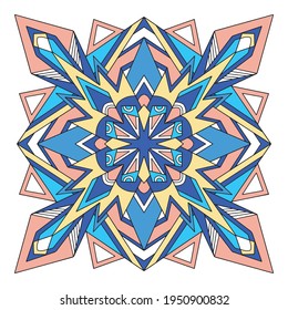 Polygonal mandala icon. Hand drawn and outline illustration of Polygonal mandala vector icon for web design