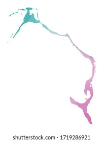 Polygonal map of Eleuthera. Geometric illustration of the island in emerald amethyst colors. Eleuthera map in low poly style. Technology, internet, network concept. Vector illustration.