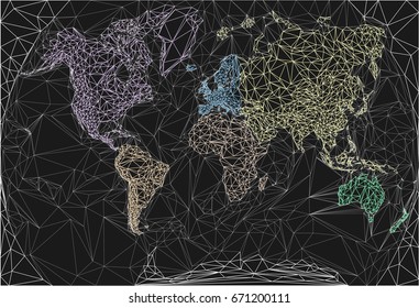polygonal map  illustration communication and network connection around the world