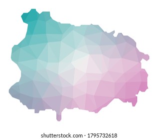 Polygonal map of Ischia. Geometric illustration of the island in emerald and amethyst colors. Ischia map in low poly style. Vector illustration.