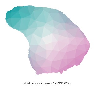 Mapa poligonal de Lanai. Ilustración geométrica de la isla con colores de amatista esmeralda. Mapa de Lanai con bajo estilo polaco. Tecnología, Internet, concepto de red. Ilustración vectorial.