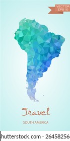 Polygonal map of Latin America isolated on background. Vector version