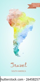 Polygonal map of Latin America isolated on background. Vector version