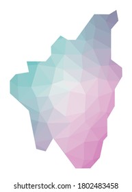 Polygonal map of Lobos Island. Geometric illustration of the island in emerald and amethyst colors. Lobos map in low poly style. Vector illustration.